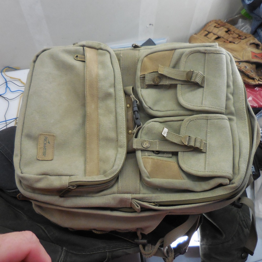 Promaster Adventure Series Khaki Canvas Camera Backpack Padded Gear Bag Dividers